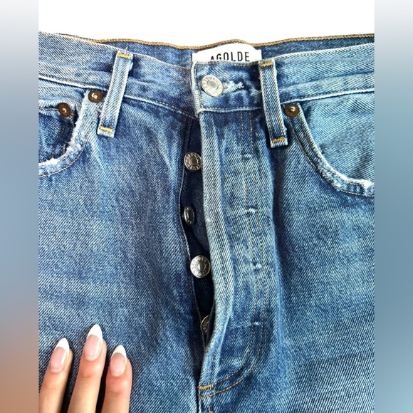 Agolde Womens 90s Loose Fit Jean Portal Button Fly High Rise Medium Wash Size 25 - Picture 2 of 9